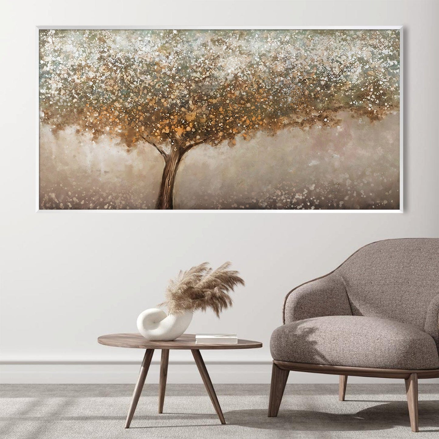 Abstract Golden Tree Oil Painting for Modern Home Décor