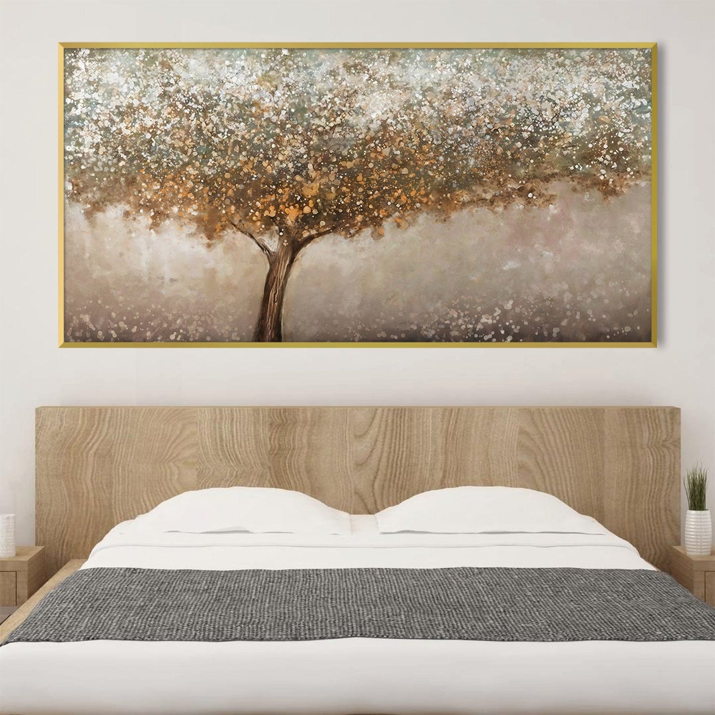 Abstract Golden Tree Oil Painting for Modern Home Décor