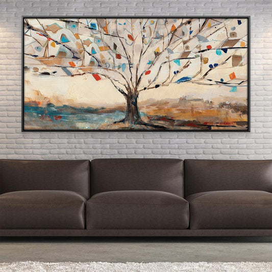 Colorful Abstract Tree Oil Painting for Modern Home Décor