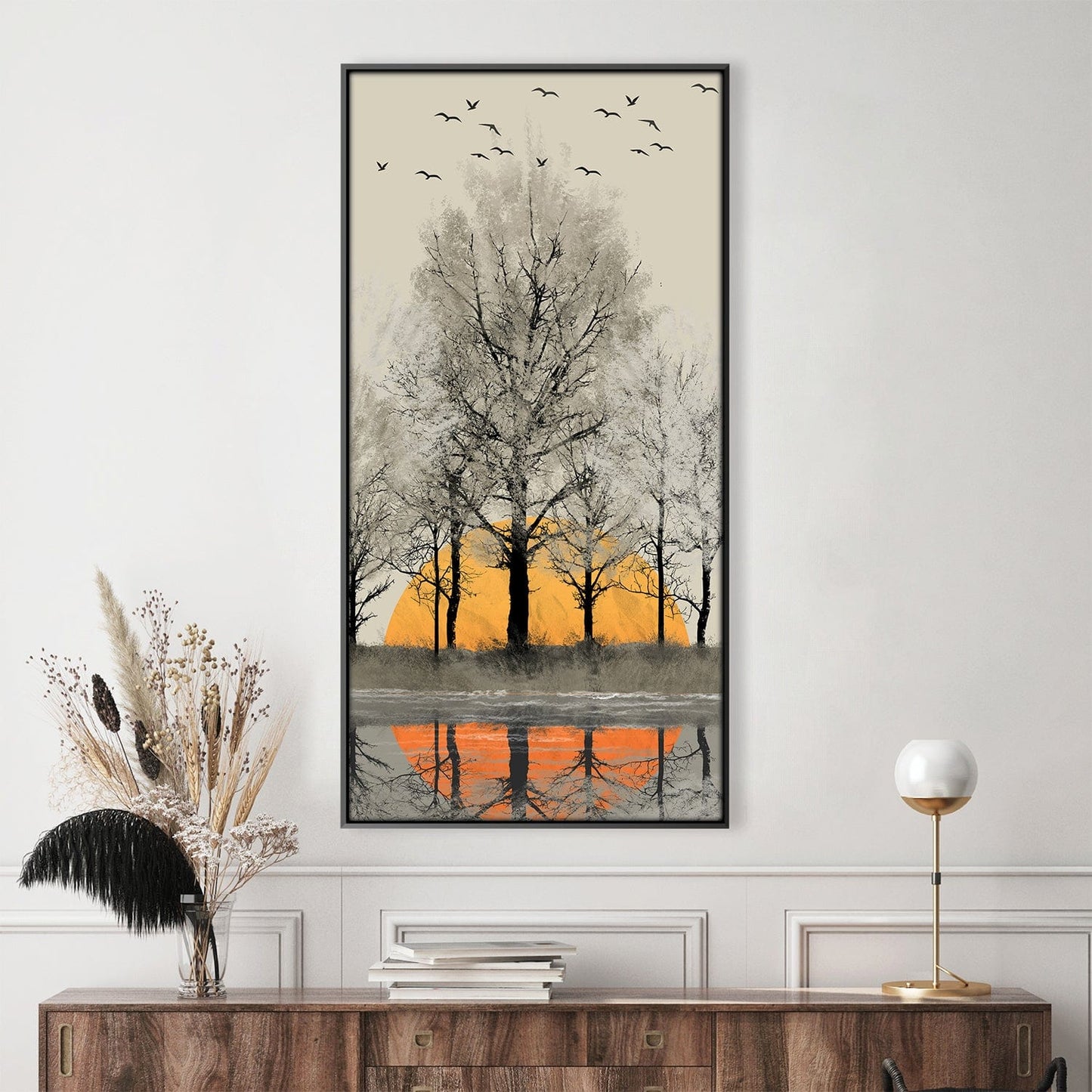 Tranquil Treetops at Dusk - Modern Canvas Oil Painting for Home Decor