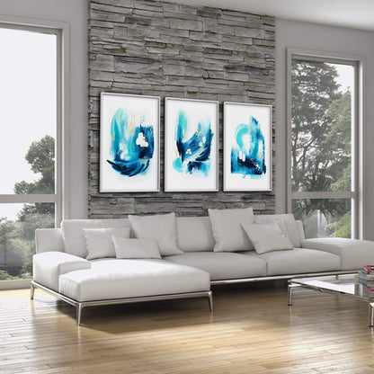 Vibrant Abstract Ocean Waves Oil Painting for Modern Home Decor