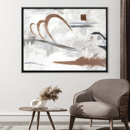 Abstract Modern Oil Painting with Earthy Tones and Dynamic Brush Strokes