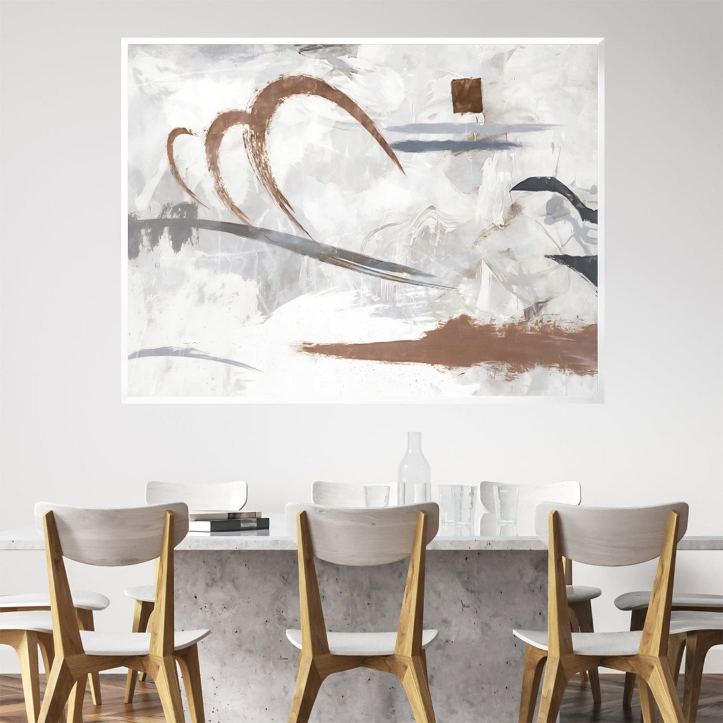 Abstract Modern Oil Painting with Earthy Tones and Dynamic Brush Strokes