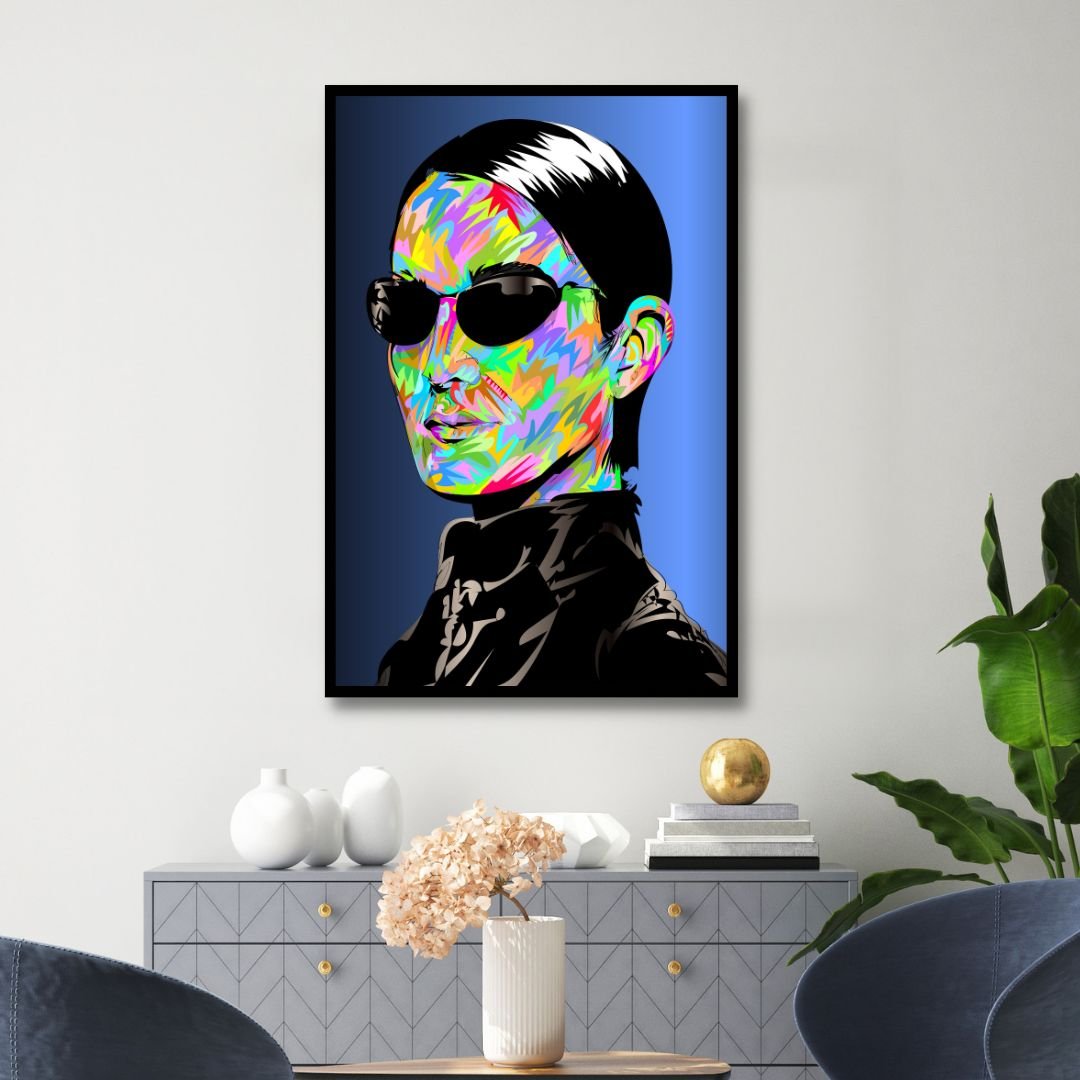 Vibrant Pop Art Portrait with Colorful Abstract Expressions