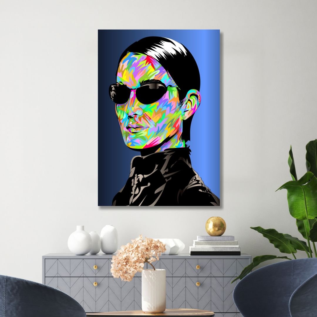 Vibrant Pop Art Portrait with Colorful Abstract Expressions