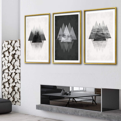 Abstract Mountain Landscape Triptych Canvas Art for Modern Home Decor