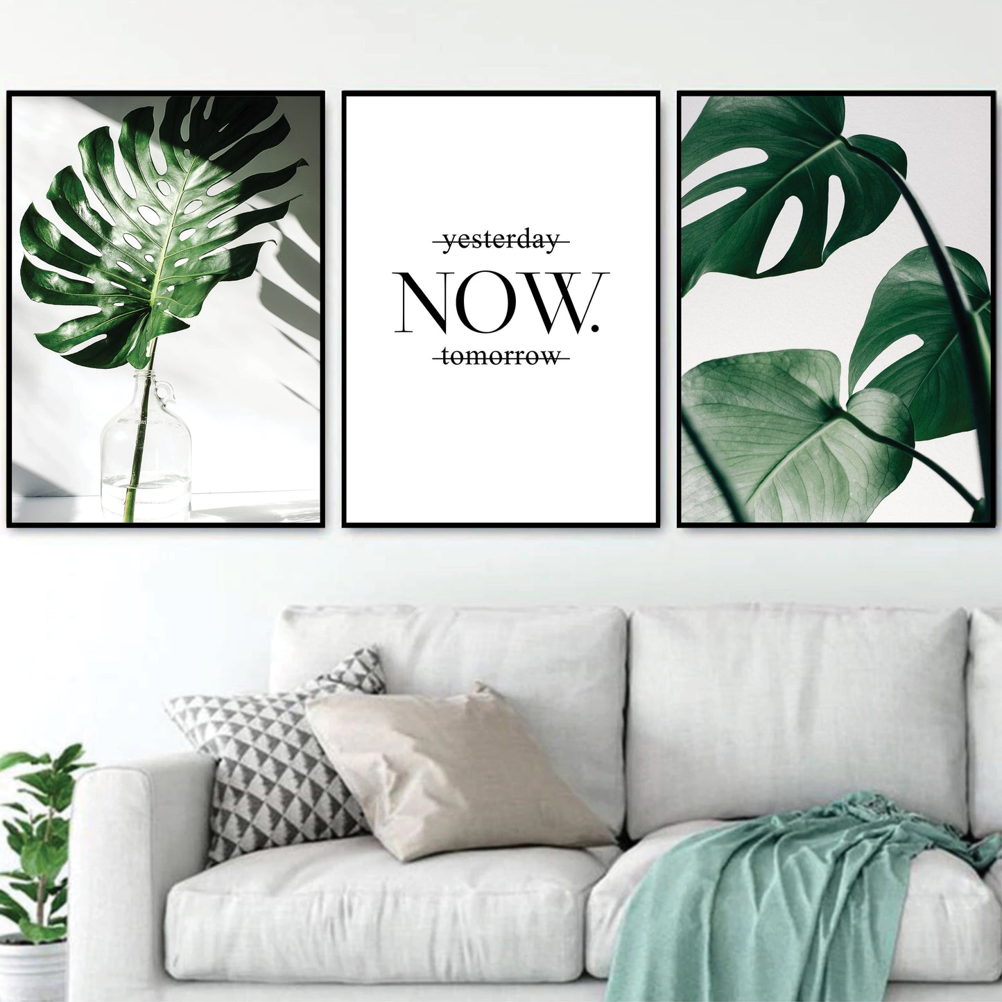 Tropical Monstera Leaf Oil Painting for Modern Home Decor