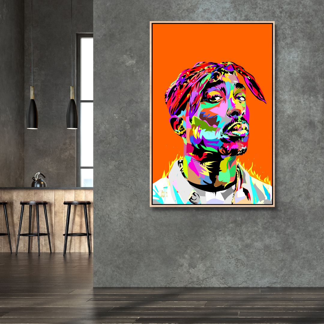 Vibrant Tupac Shakur Pop Art Canvas Painting for Modern Home Decor