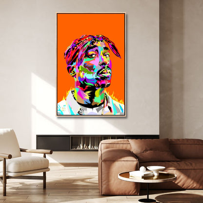 Vibrant Tupac Shakur Pop Art Canvas Painting for Modern Home Decor