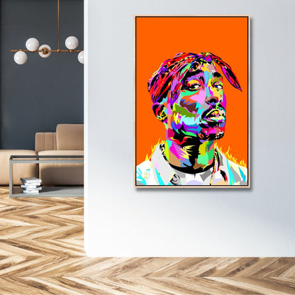 Vibrant Tupac Shakur Pop Art Canvas Painting for Modern Home Decor