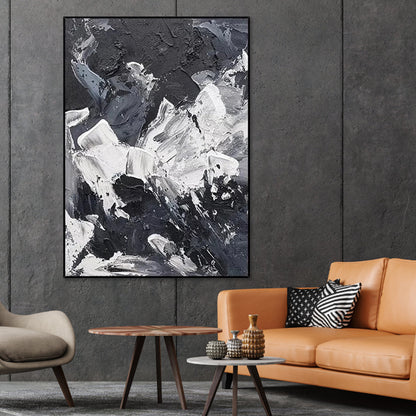 Abstract Monochrome Landscape Oil Painting for Modern Home Décor