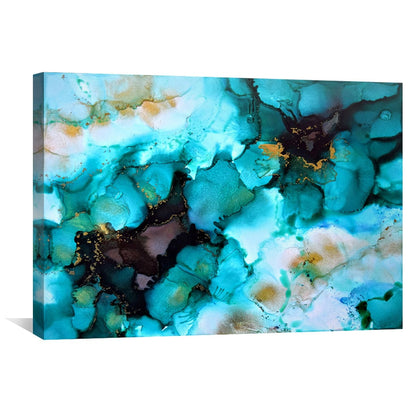 Vibrant Turquoise Borealis Abstract Oil Painting for Modern Home Decor