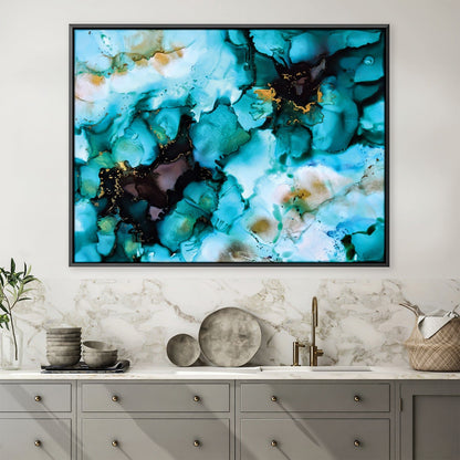 Vibrant Turquoise Borealis Abstract Oil Painting for Modern Home Decor