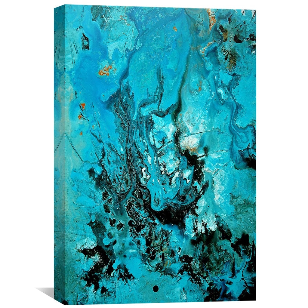 Vibrant Turquoise Ocean Abstract Oil Painting for Modern Home Decor