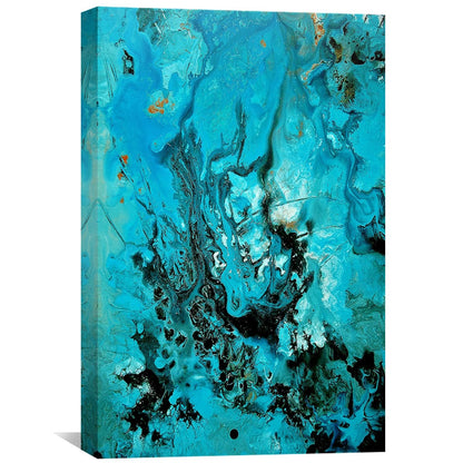 Vibrant Turquoise Ocean Abstract Oil Painting for Modern Home Decor