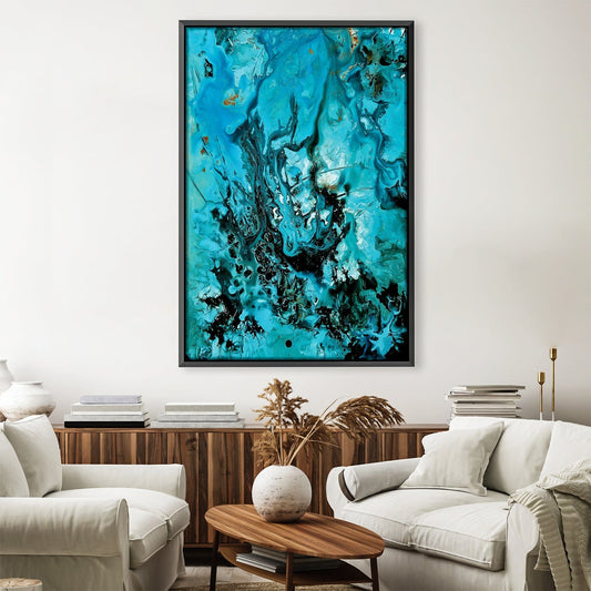 Vibrant Turquoise Ocean Abstract Oil Painting for Modern Home Decor