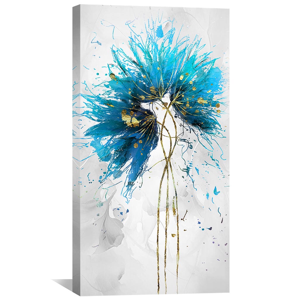 Vibrant Turquoise Floral Oil Painting for Modern Home Decor