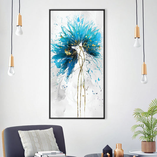 Vibrant Turquoise Floral Oil Painting for Modern Home Decor