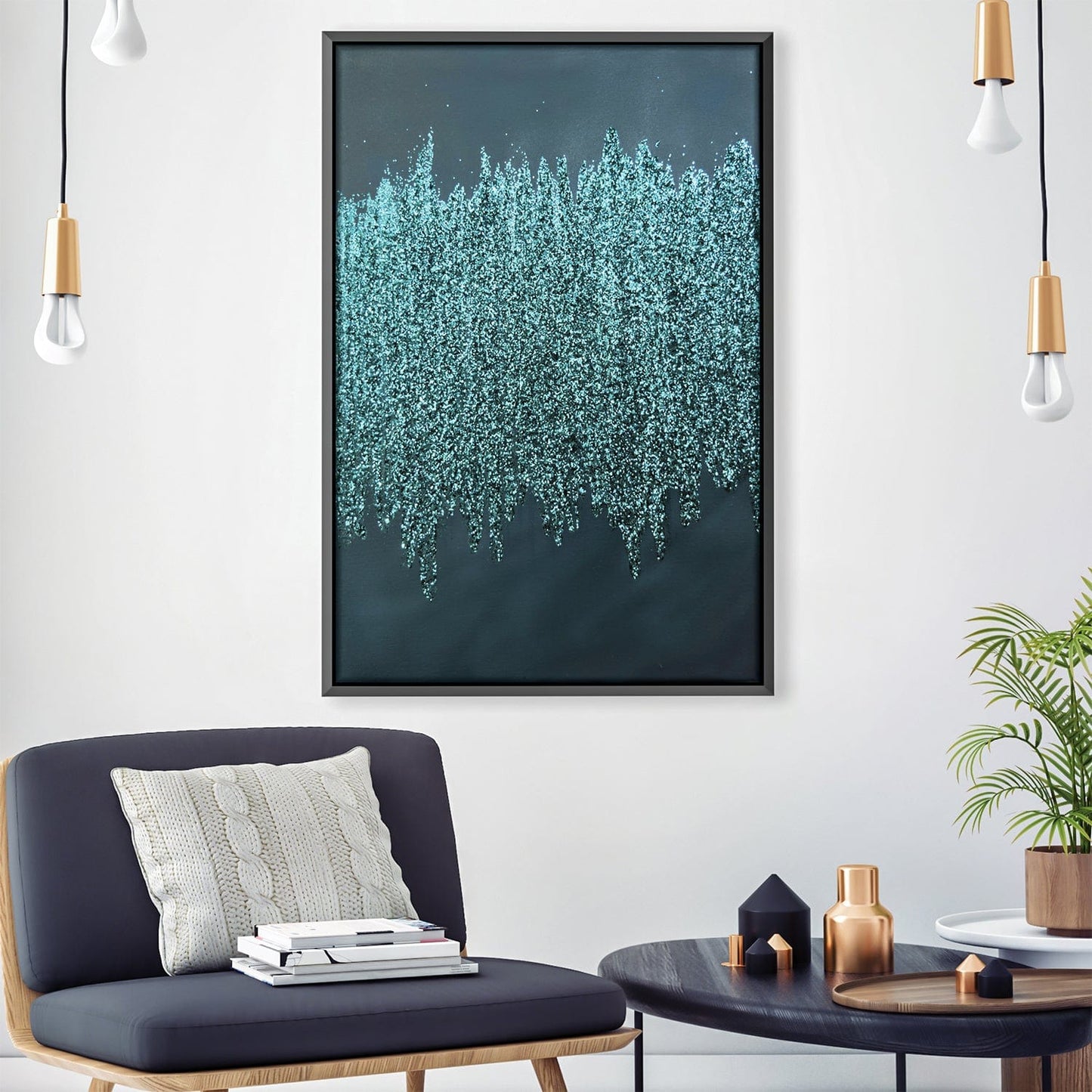 Stunning Turquoise Abstract Oil Painting for Modern Home Decor