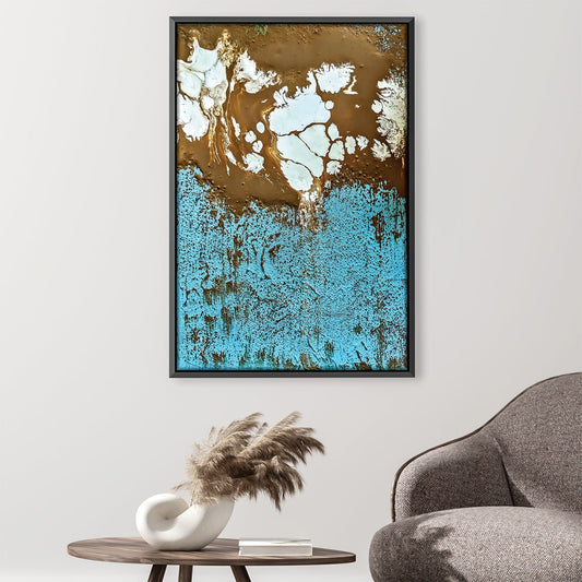 Stunning Turquoise Shore Abstract Oil Painting for Elegant Home Decor