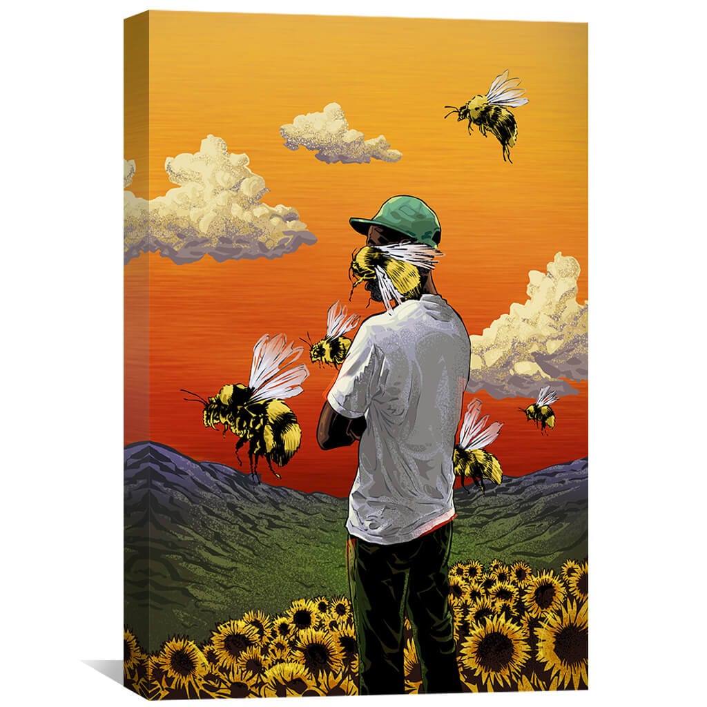 Sunflower Dreams: Vibrant Oil Painting of Bees and Nature