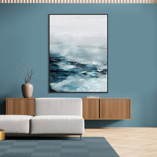 Dynamic Ocean Waves Abstract Oil Painting for Modern Home Decor