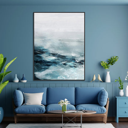 Dynamic Ocean Waves Abstract Oil Painting for Modern Home Decor