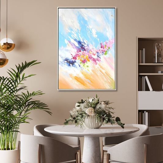 Vibrant Abstract Floral Oil Painting for Elegant Home Décor