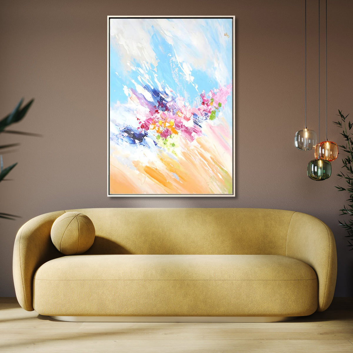 Vibrant Abstract Floral Oil Painting for Elegant Home Décor
