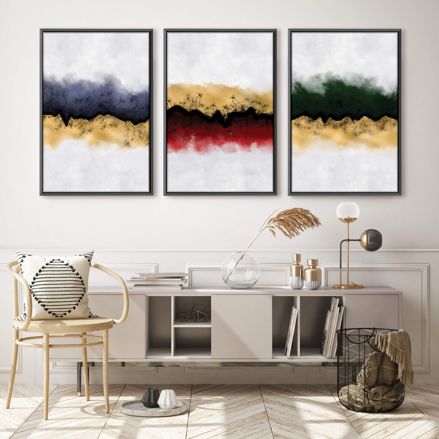 Abstract Landscape Harmony in Rich Colors - Modern Oil Painting for Home Décor