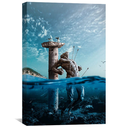 Stunning Underwater Sculpture Oil Painting for Unique Home Decor