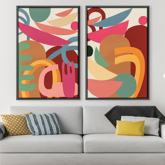 Abstract Colorful Shapes Oil Painting for Modern Decor