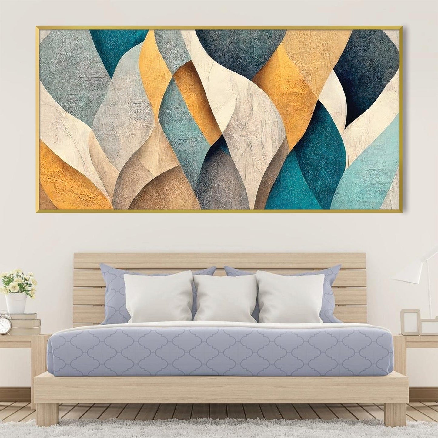 Abstract Waves of Colorful Elegance Oil Painting for Modern Home Decor