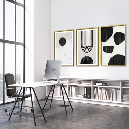 Modern Abstract Oil Painting with Geometric Designs for Contemporary Decor