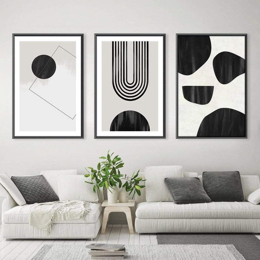 Modern Abstract Oil Painting with Geometric Designs for Contemporary Decor