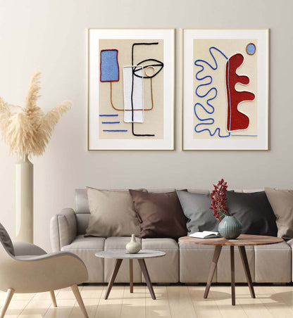 Abstract Minimalist Line Art Oil Painting for Modern Home Decor