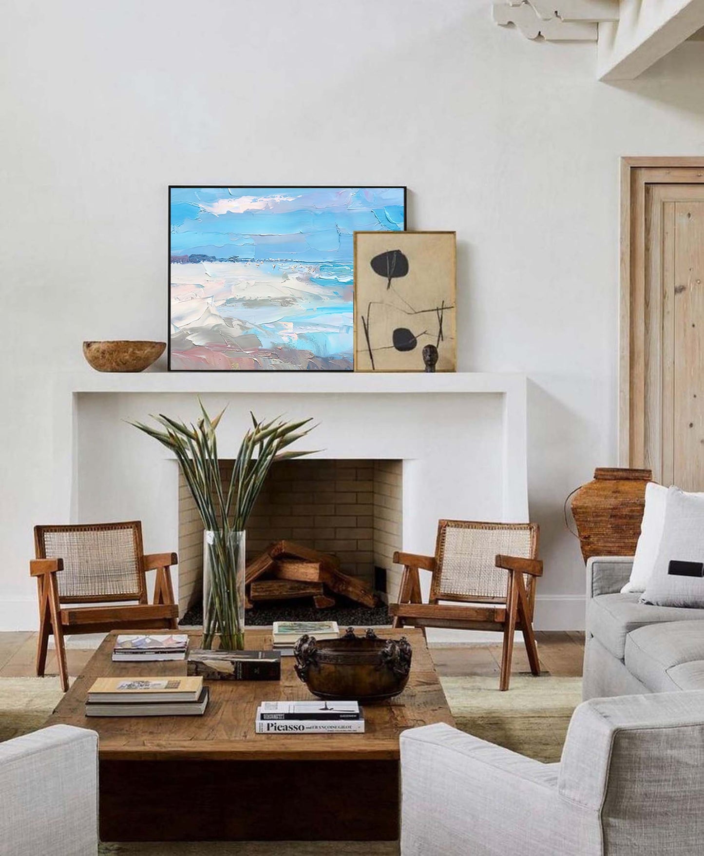 Serene Beach Ocean Oil Painting - Coastal Landscape Wall Art for Tranquil Spaces
