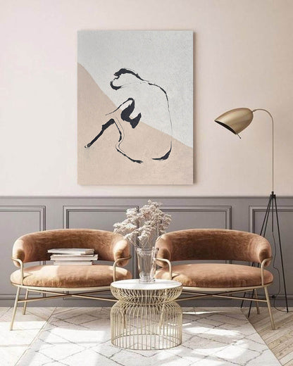 Contemporary Beige Abstract Oil Painting for Modern Art Lovers