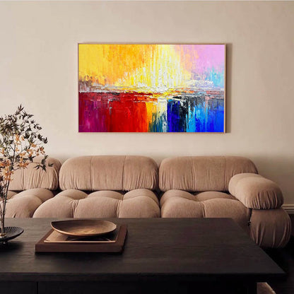 Vibrant Abstract Oil Painting with Bold Colors for Modern Home Decor