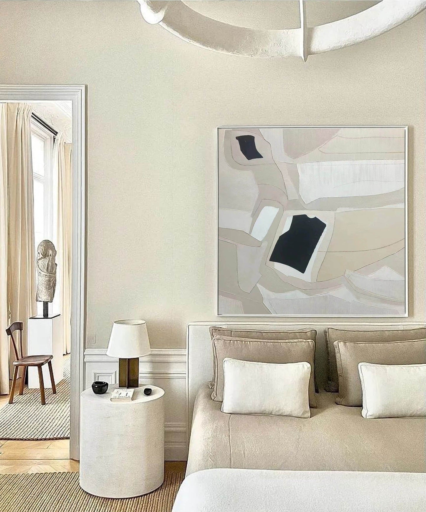 Abstract Minimalist Geometric Oil Painting for Modern Home Decor