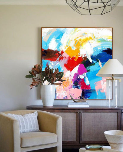 Vibrant Abstract Oil Painting for Modern Home Decor and Art Lovers