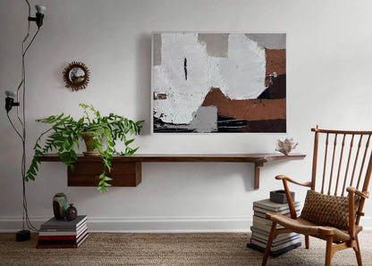 Contemporary Abstract Oil Painting with Bold Textures and Earthy Tones