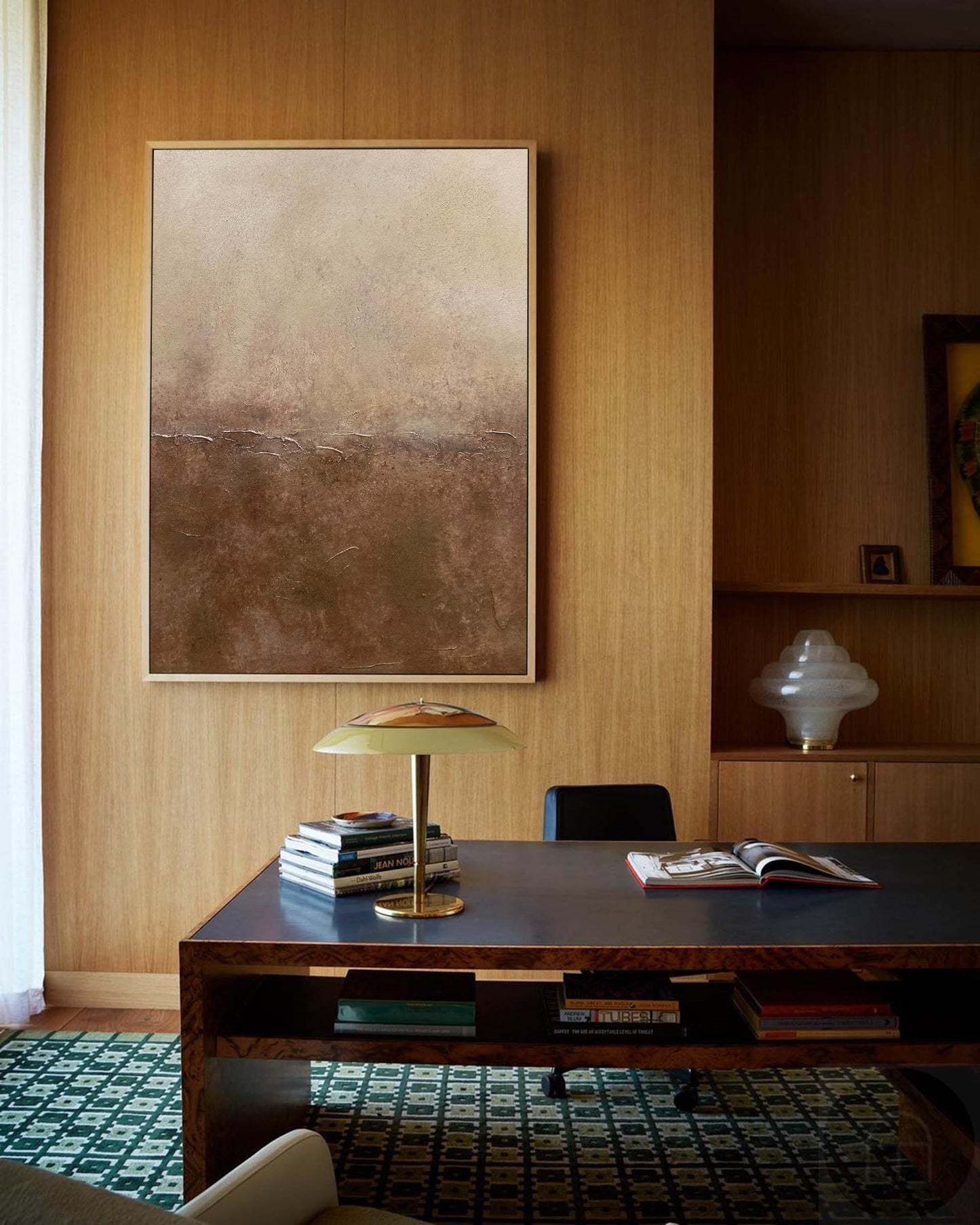 Elegant Brown Abstract Oil Painting for a Minimalist Home Decor Style