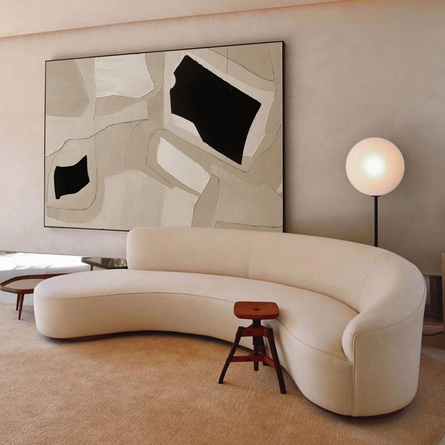 Contemporary Minimalist Geometric Oil Painting for Modern Home Decor