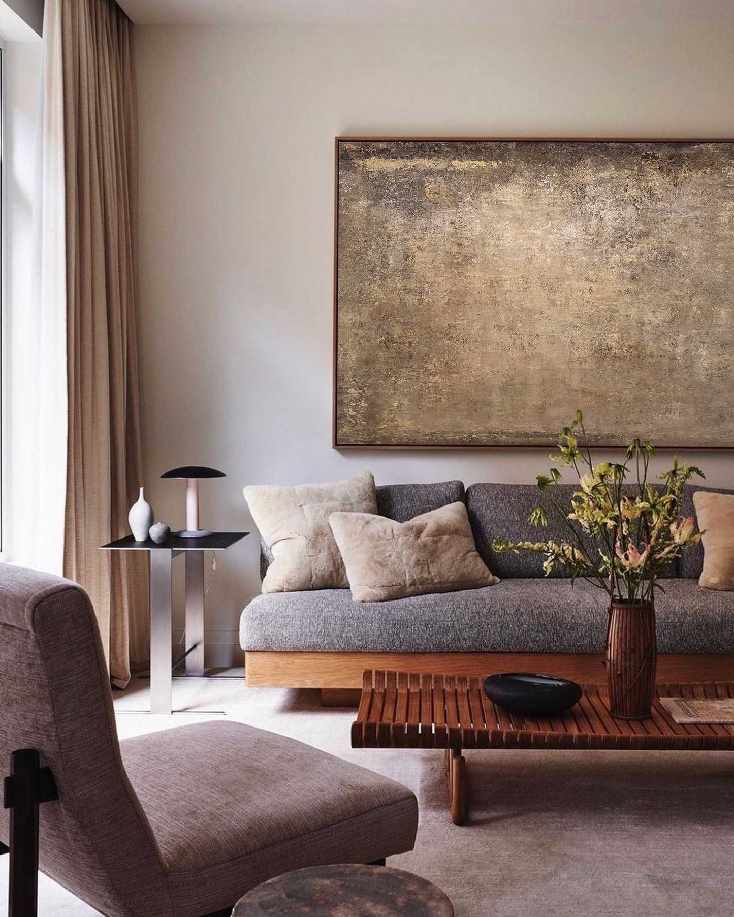 Elegant Minimalist Abstract Oil Painting for Modern Home Decor