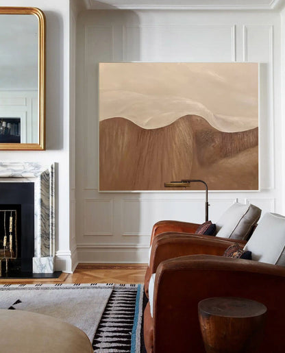 Serene Minimalist Landscape Oil Painting for Modern Home Decor