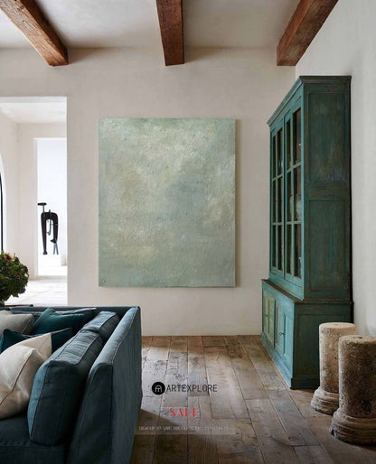 Serene Modern Abstract Oil Painting in Soft Earthy Tones for Contemporary Decor