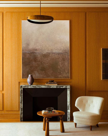 Elegant Brown Abstract Oil Painting for a Minimalist Home Decor Style