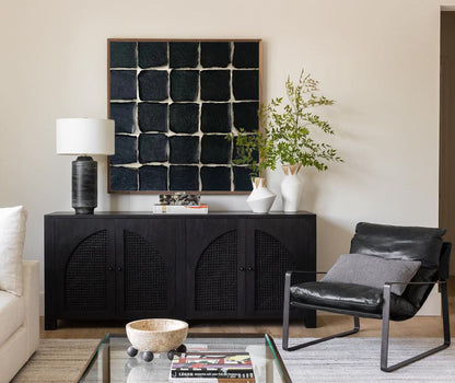 Elegant Black Minimalist Square Oil Painting for Modern Home Decor