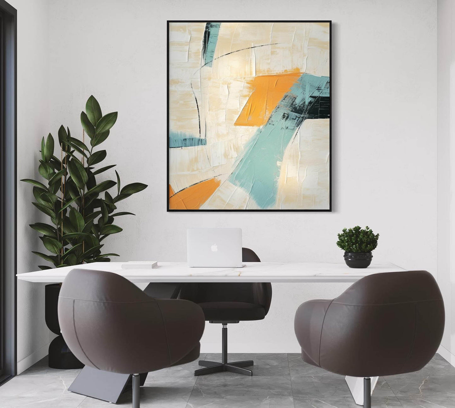 Abstract Oil Painting with Bold Colors and Textured Minimalist Design